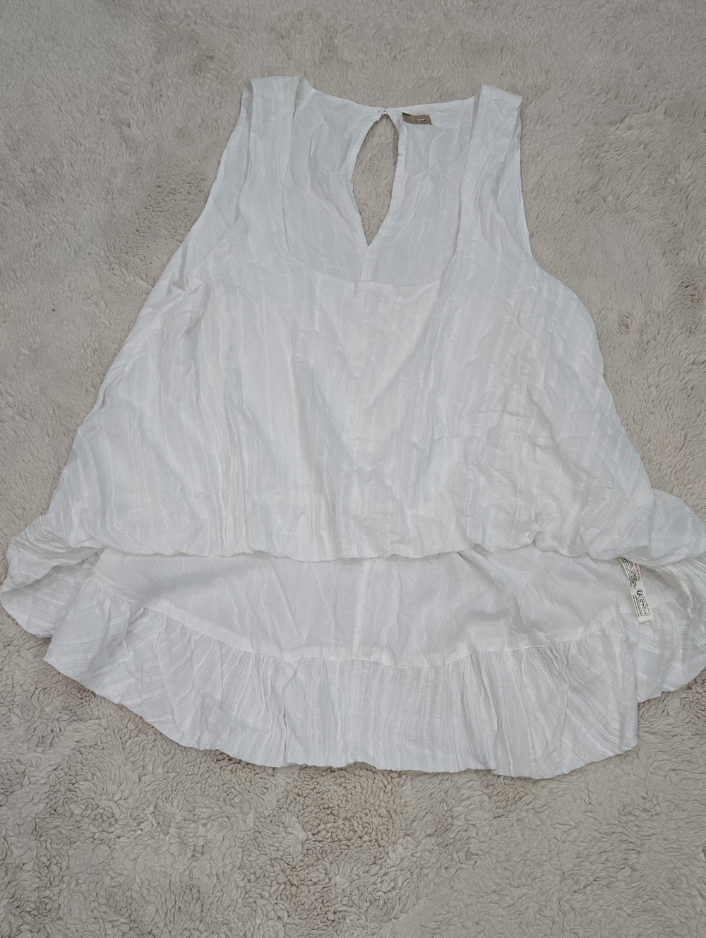 Free People White Sleeveless Ruffle-Hem Tank